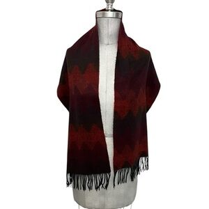 Fast Color Vintage 13962 Red and Black Acrylic Scarf With Fringe